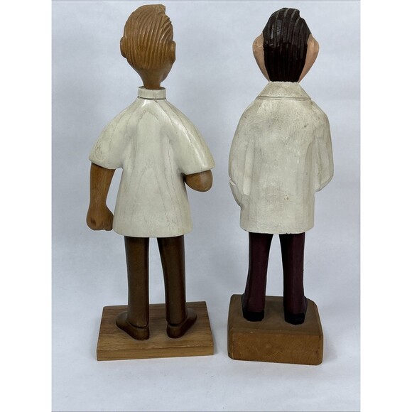 Vtg Romer Doctor Dentist Lot Hand Carved Wooden Figure Sculpture Made In Italy - Picture 7 of 9